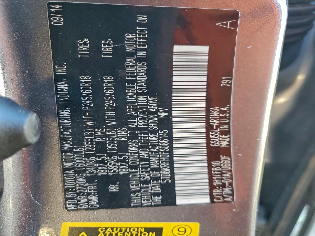 2015 Toyota Highlander Le VIN: 5TDBKRFH0FS086145 Lot: 93480645