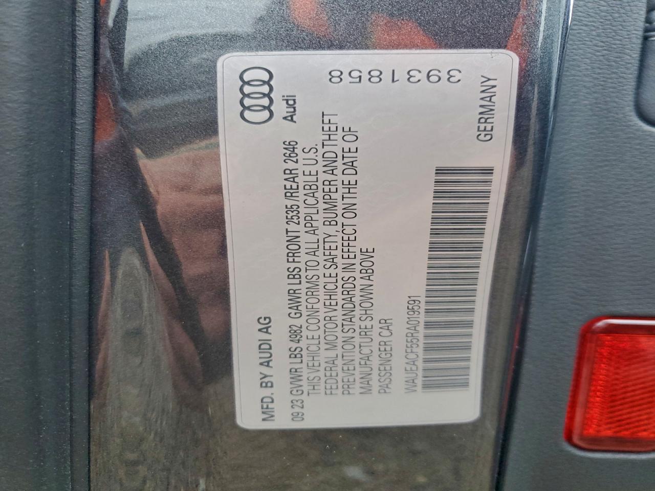 2024 Audi A5 Prestige 45 VIN: WAUEACF55RA019591 Lot: 94573575