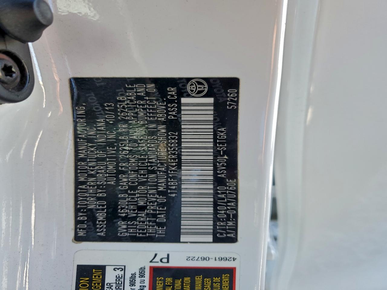 2014 Toyota Camry L VIN: 4T4BF1FK4ER356832 Lot: 94740695