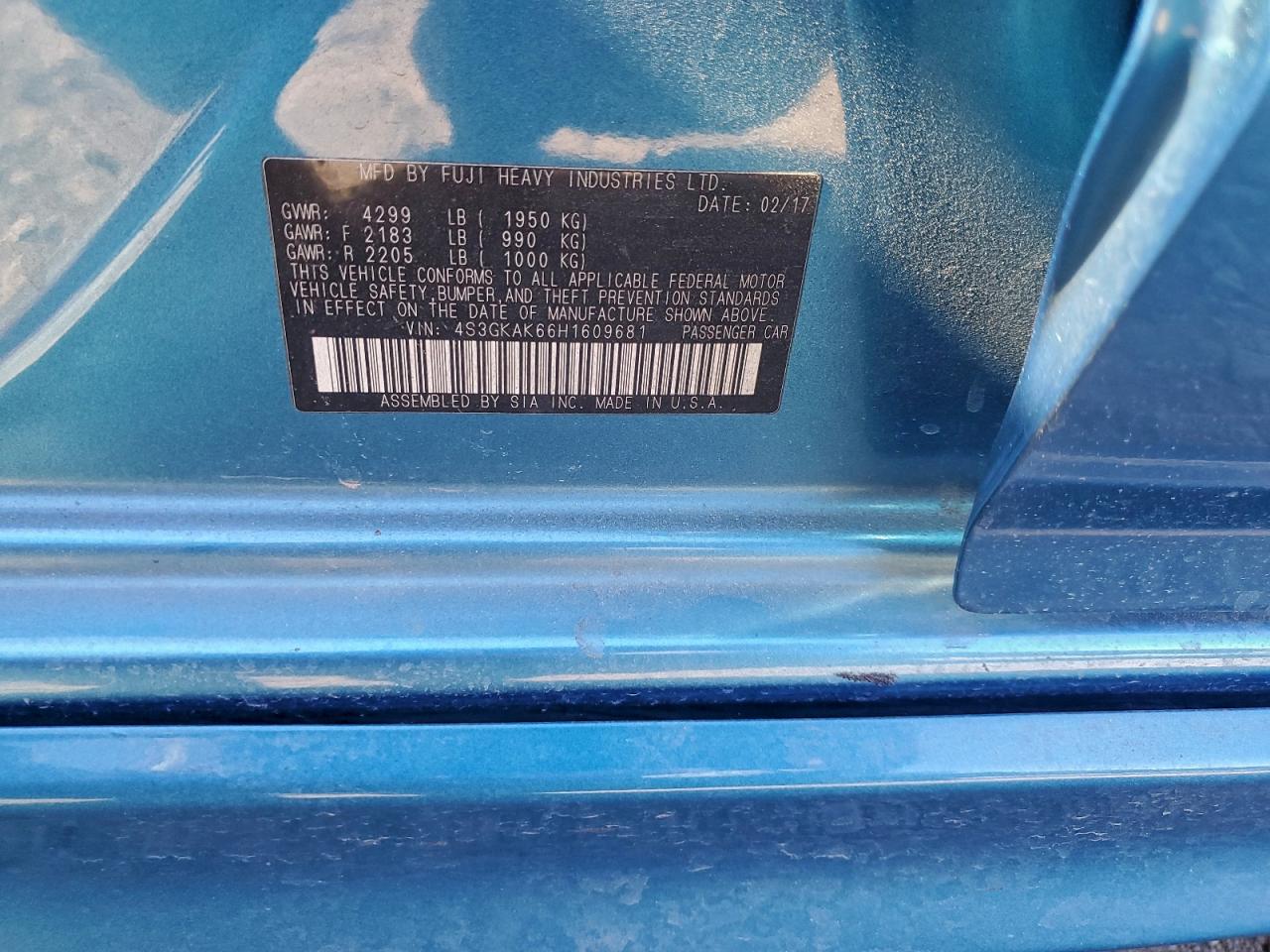 2017 Subaru Impreza Sport VIN: 4S3GKAK66H1609681 Lot: 95107445