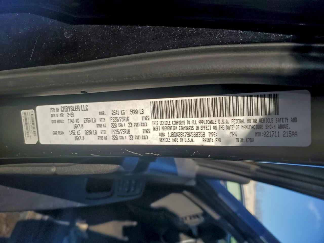 2009 Jeep Liberty Sport VIN: 1J8GN28K79W538358 Lot: 97645395