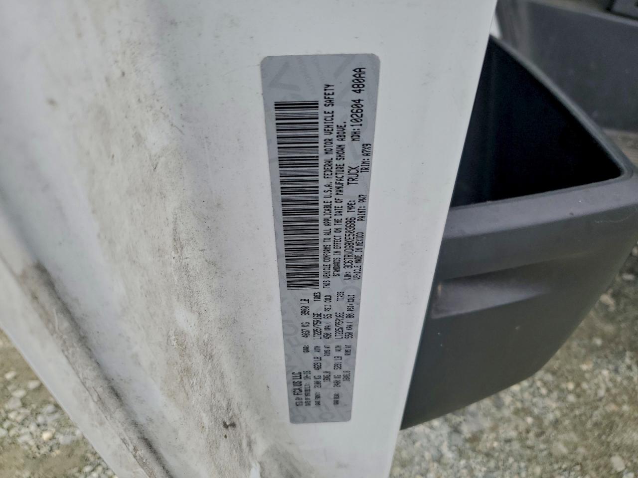 2019 Ram Promaster 2500 Delivery Van VIN: 3C6TRVDG8KE503686 Lot: 94795585