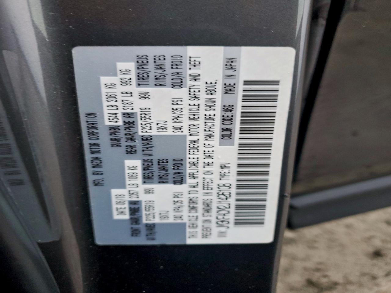 2018 Mazda Cx-5 Touring VIN: JM3KFACM2J1426108 Lot: 95134065