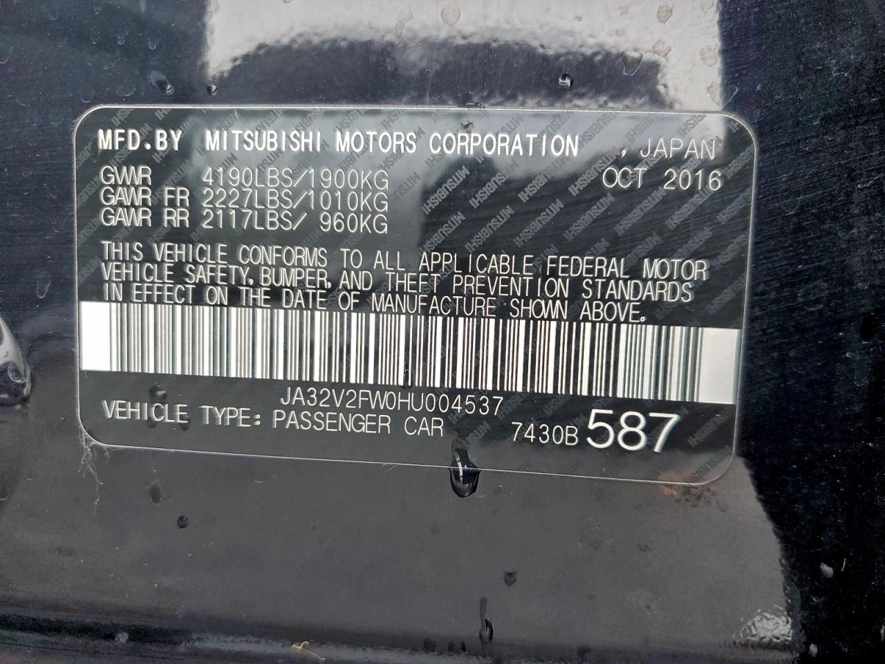 2017 Mitsubishi Lancer Es VIN: JA32V2FW0HU004537 Lot: 97330345