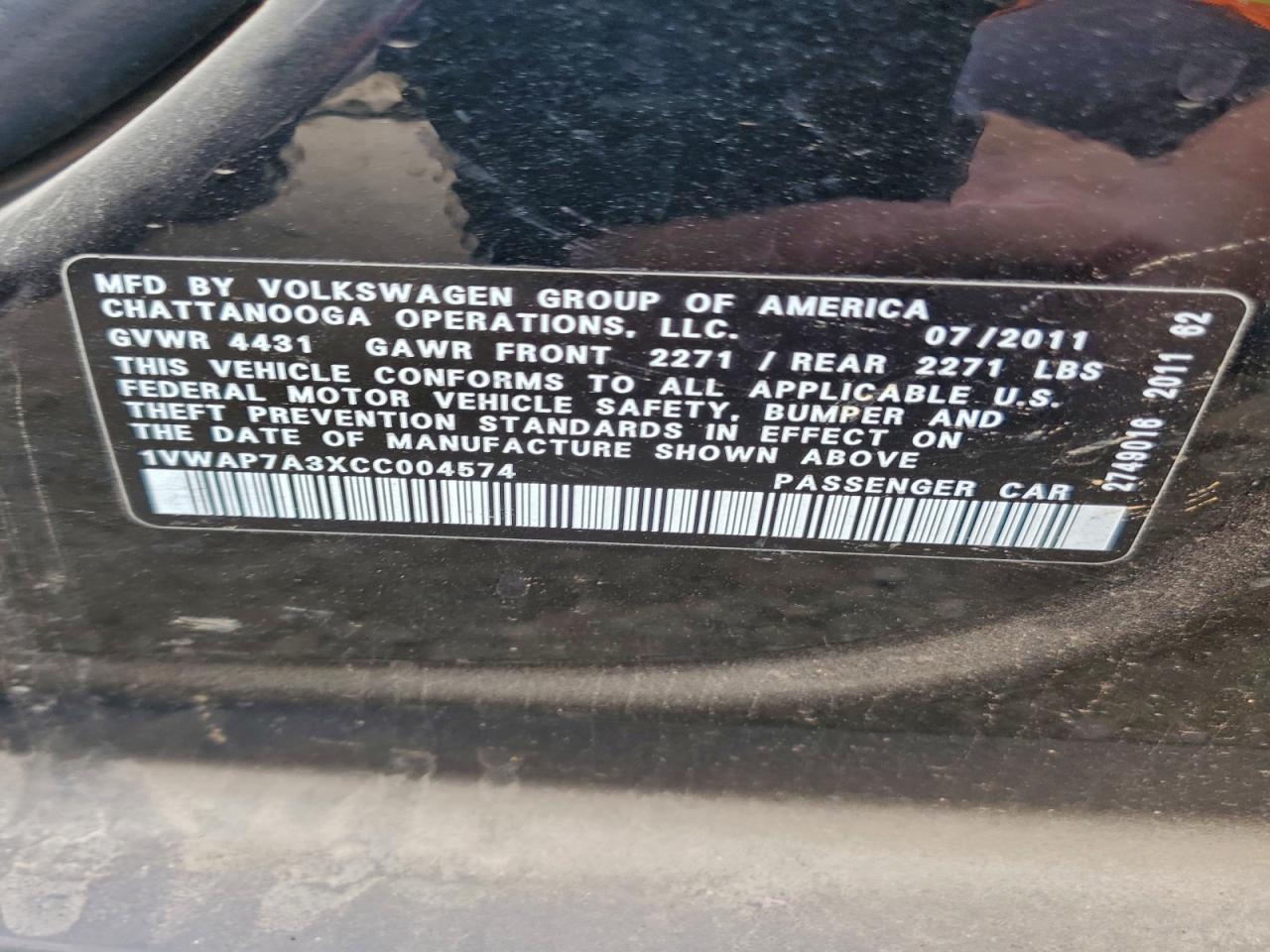2012 Volkswagen Passat S VIN: 1VWAP7A3XCC004574 Lot: 95466575