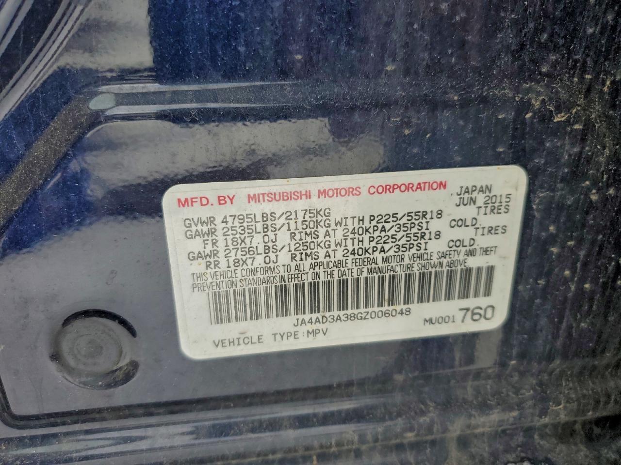 2016 Mitsubishi Outlander Se VIN: JA4AD3A38GZ006048 Lot: 96355345