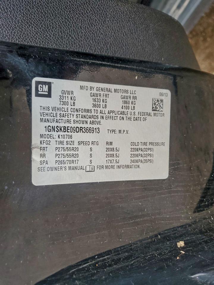 2013 Chevrolet Tahoe K1500 Lt VIN: 1GNSKBE09DR366913 Lot: 94635845