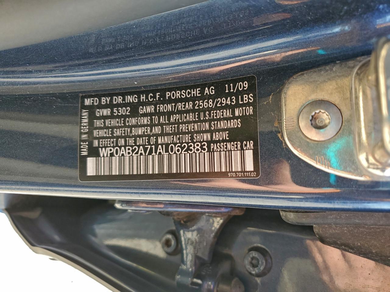 2010 Porsche Panamera S VIN: WP0AB2A71AL062383 Lot: 94879035