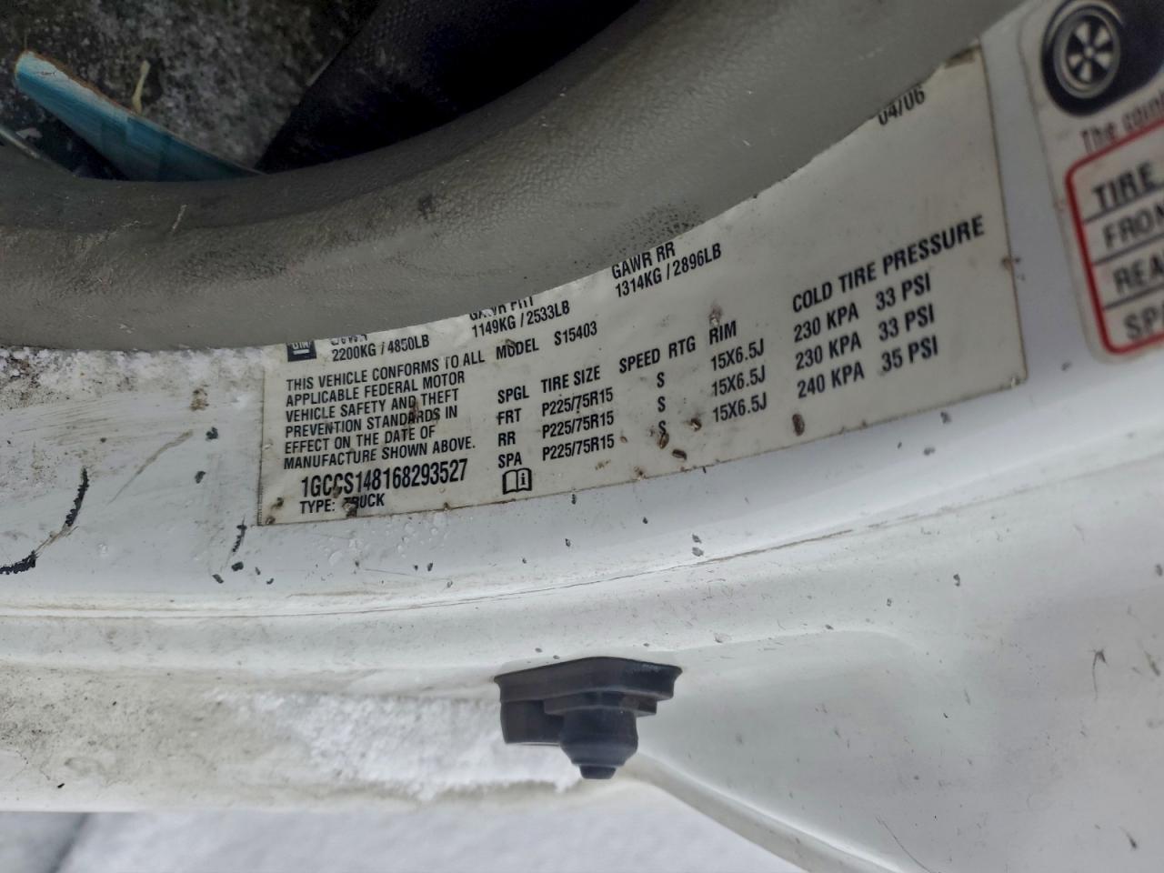 2006 Chevrolet Colorado VIN: 1GCCS148168293527 Lot: 96278795