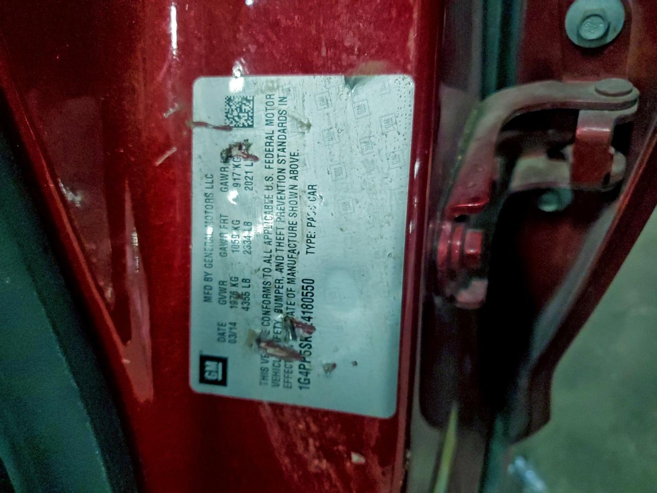 2014 Buick Verano VIN: 1G4PP5SK9E4180550 Lot: 96604635