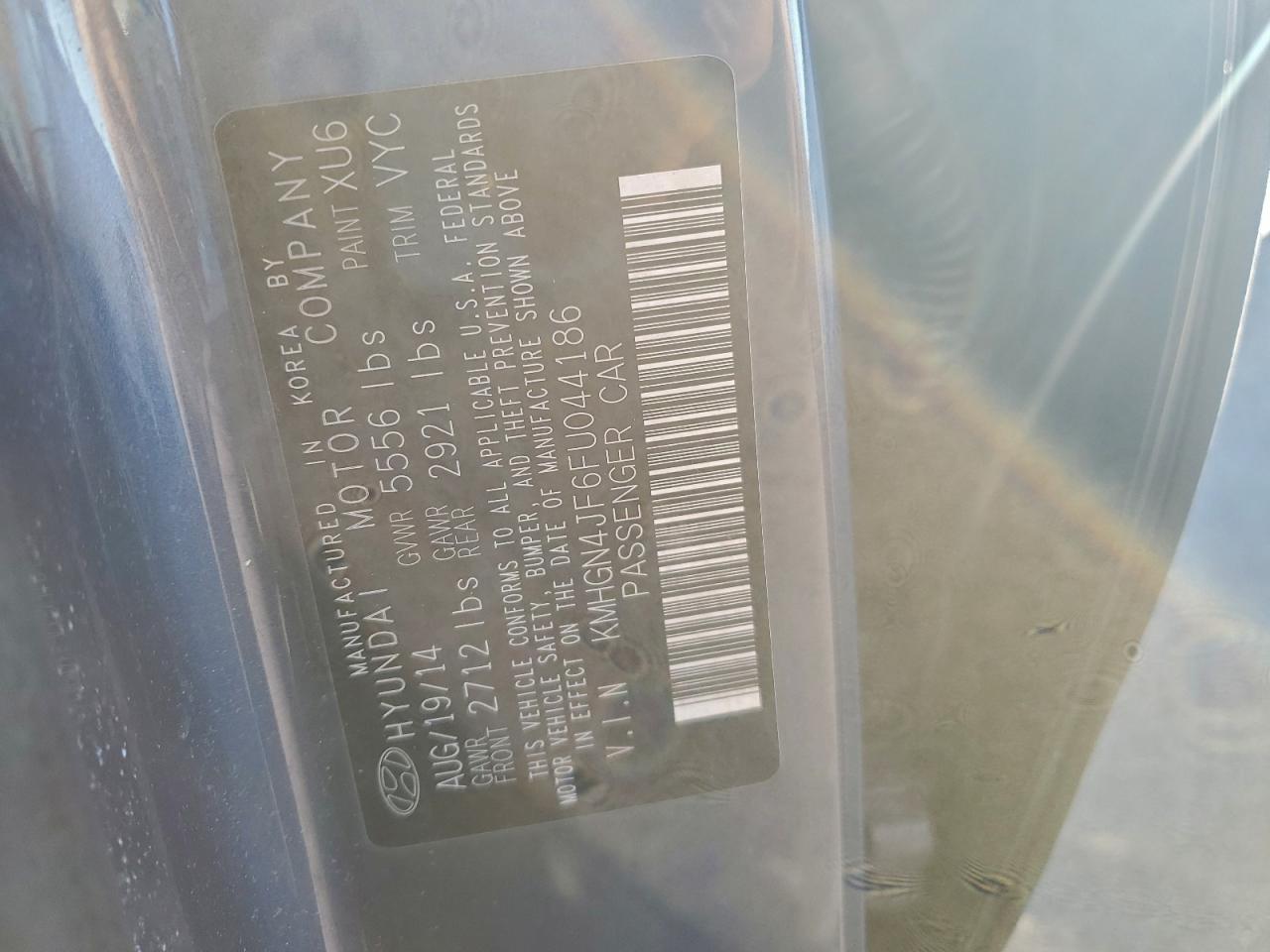 2015 Hyundai Genesis 5.0L VIN: KMHGN4JF6FU044186 Lot: 96743085