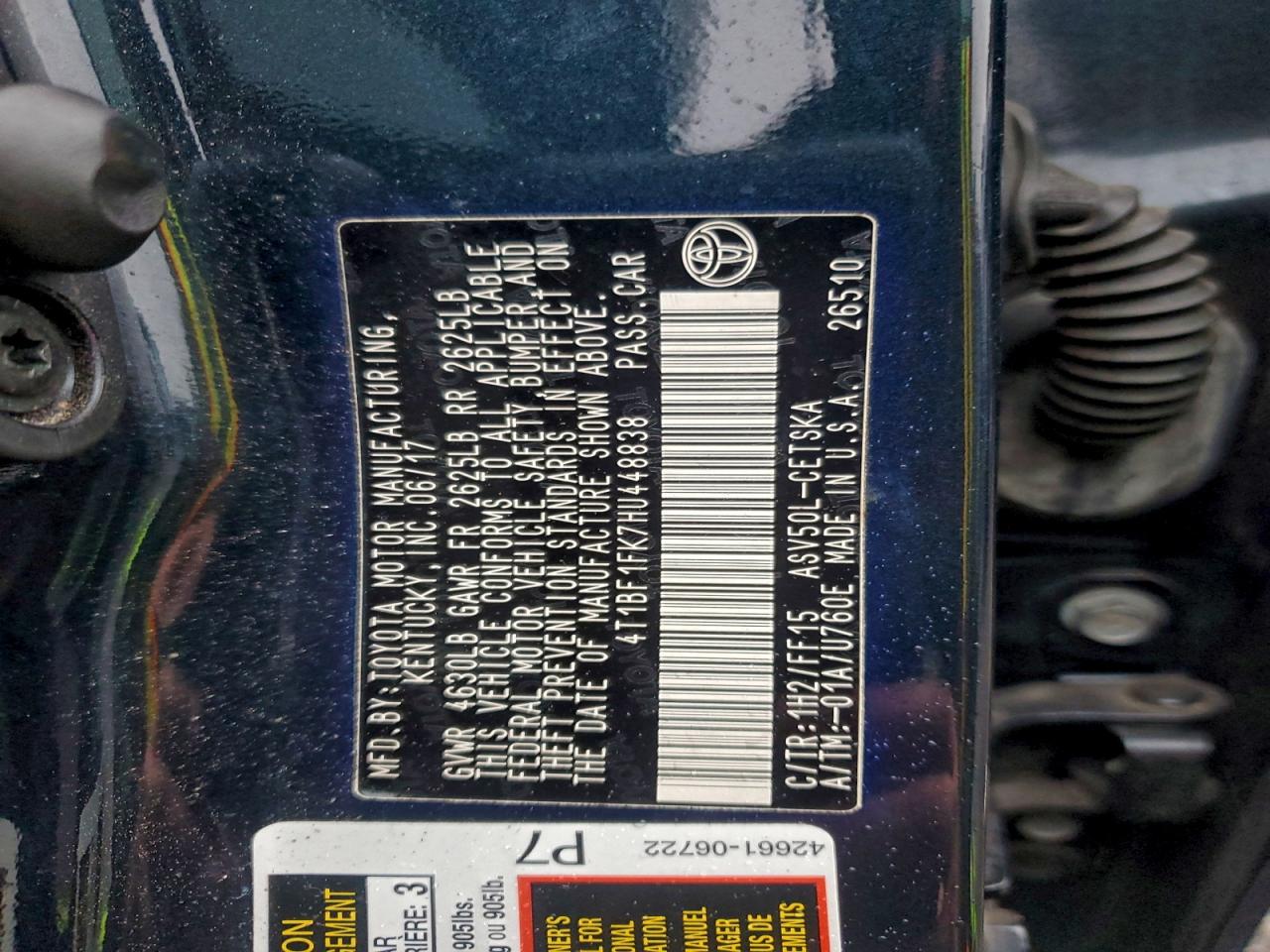 2017 Toyota Camry Le VIN: 4T1BF1FK7HU448838 Lot: 94985575