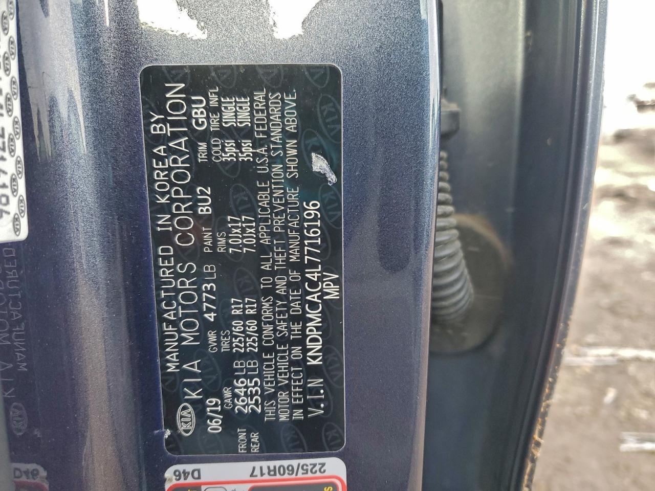 2020 Kia Sportage Lx VIN: KNDPMCAC4L7716196 Lot: 94407585