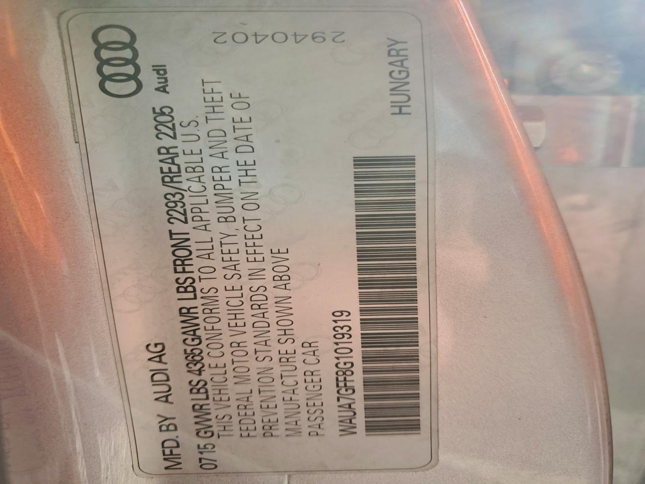 Фото: WAUA7GFF8G1019319