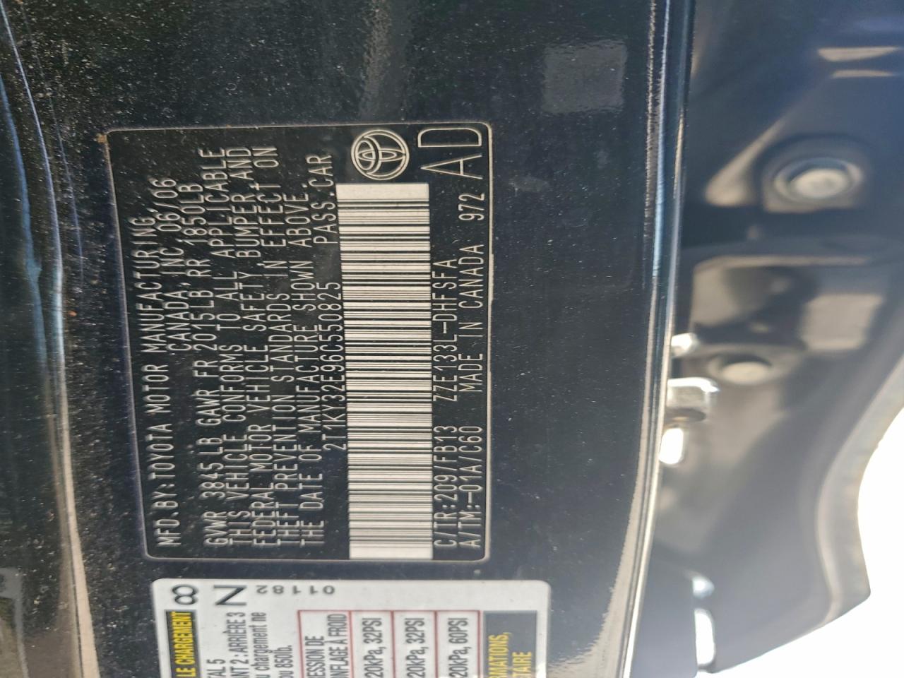 2006 Toyota Corolla Matrix Xrs VIN: 2T1KY32E96C550825 Lot: 96529575