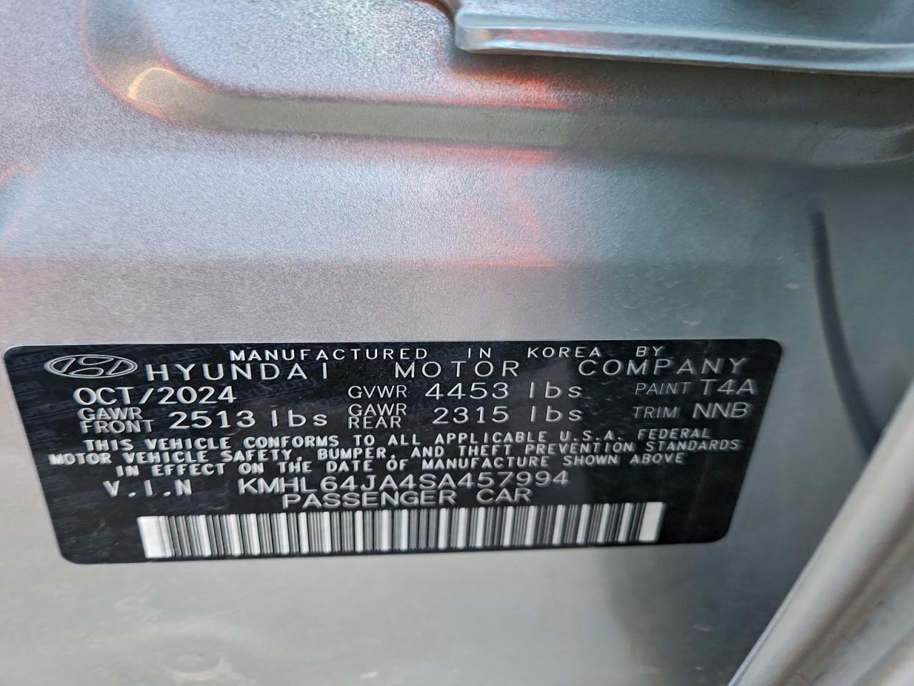 2025 Hyundai Sonata Sel VIN: KMHL64JA4SA457994 Lot: 95716755