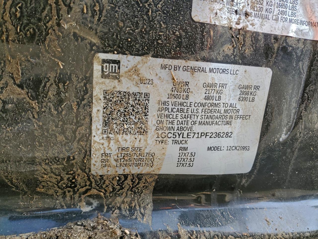 2023 Chevrolet Silverado K2500 Heavy Duty VIN: 1GC5YLE71PF236282 Lot: 94717575