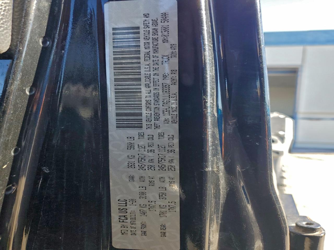 2020 Jeep Gladiator Sport VIN: 1C6HJTAG1LL183397 Lot: 95399805