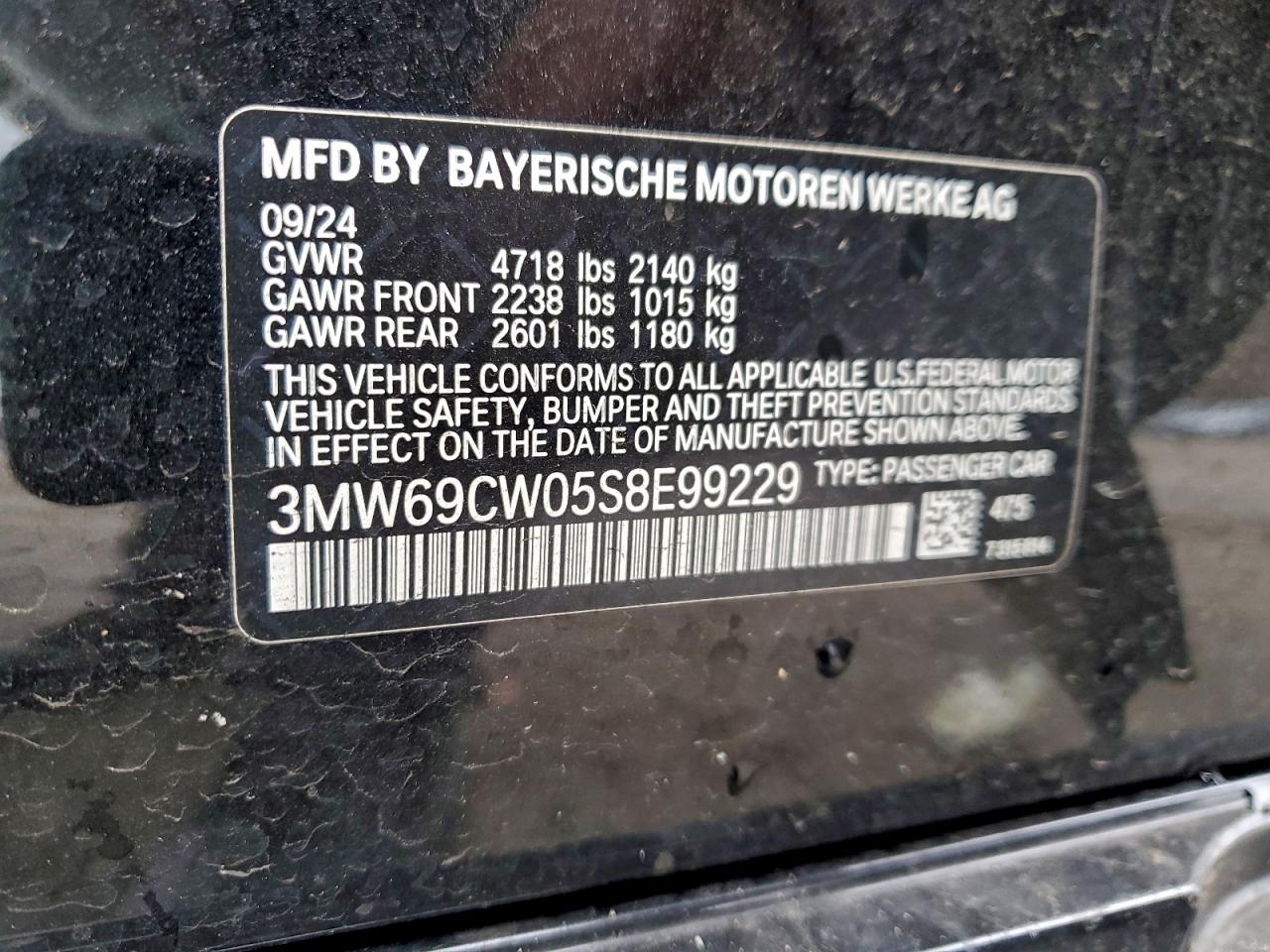 2025 BMW 330I VIN: 3MW69CW05S8E99229 Lot: 95196845