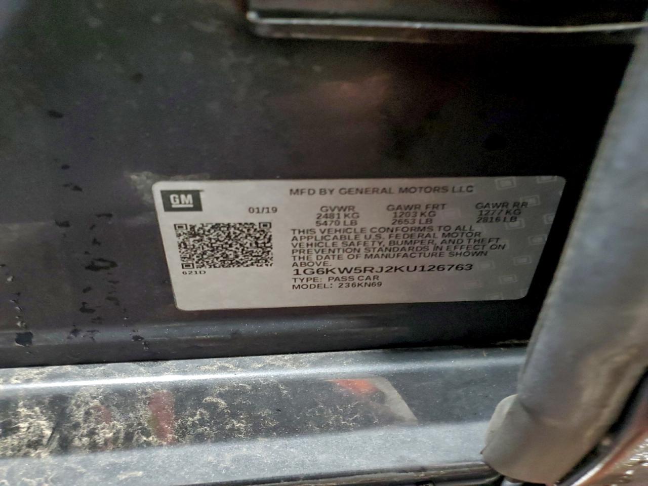 2019 Cadillac Ct6-V VIN: 1G6KW5RJ2KU126763 Lot: 94755275