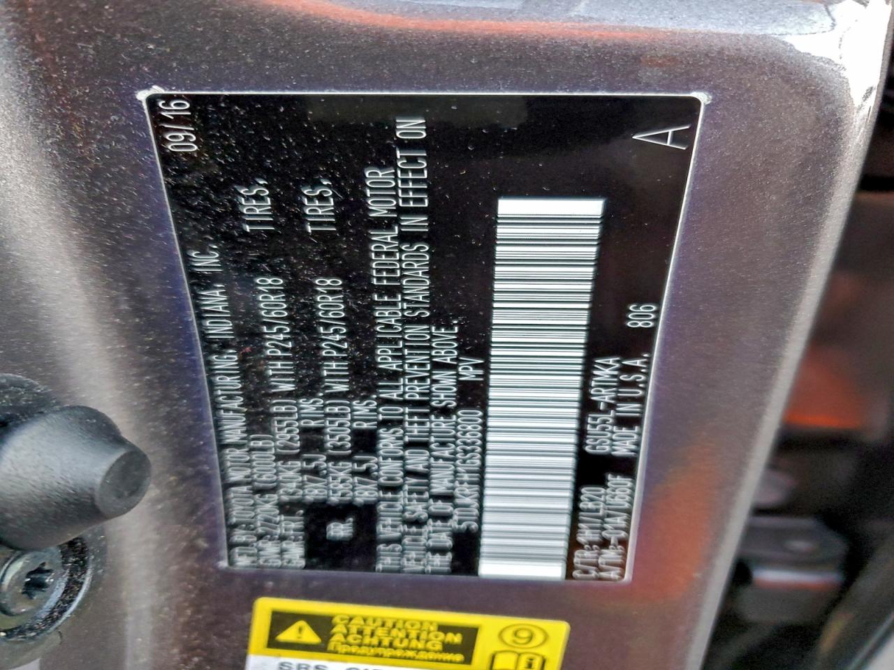 2016 Toyota Highlander Xle VIN: 5TDJKRFH1GS336800 Lot: 95565415