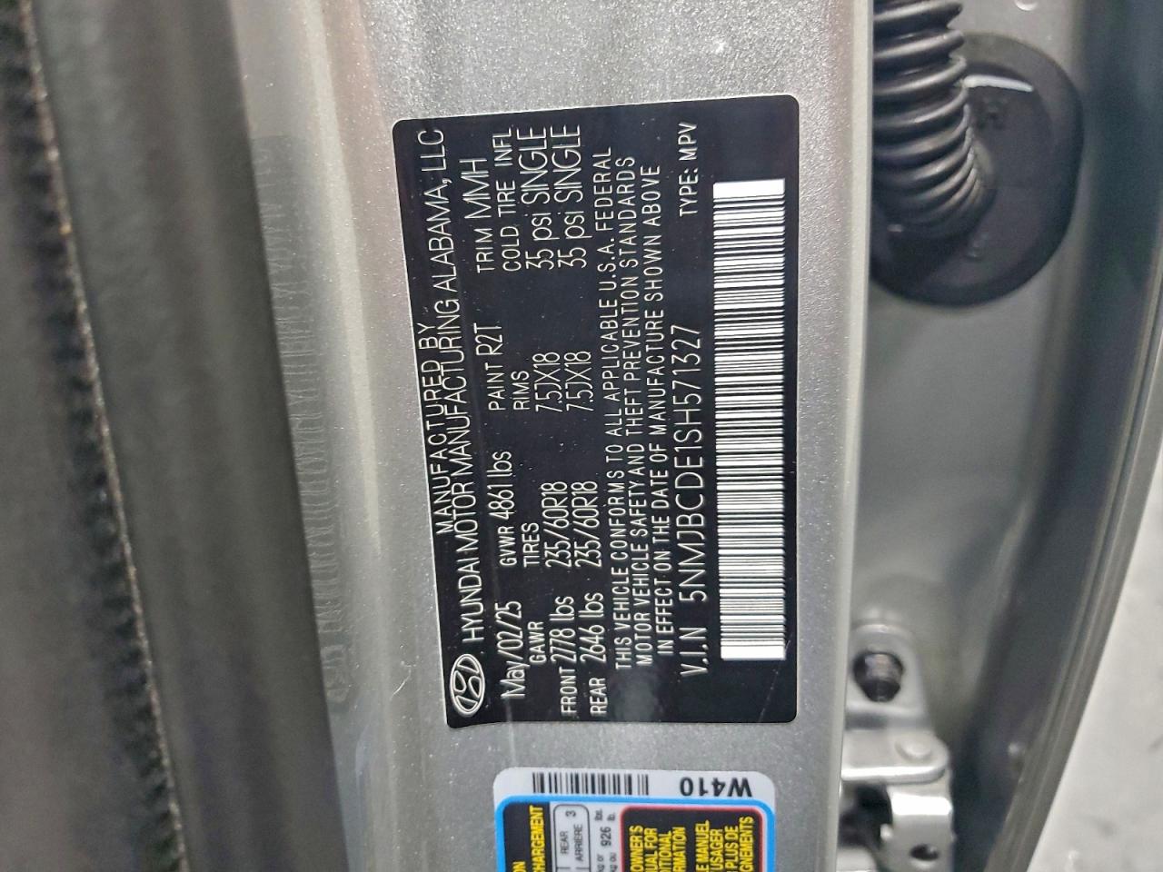 2025 Hyundai Tucson Sel VIN: 5NMJBCDE1SH571327 Lot: 97589755