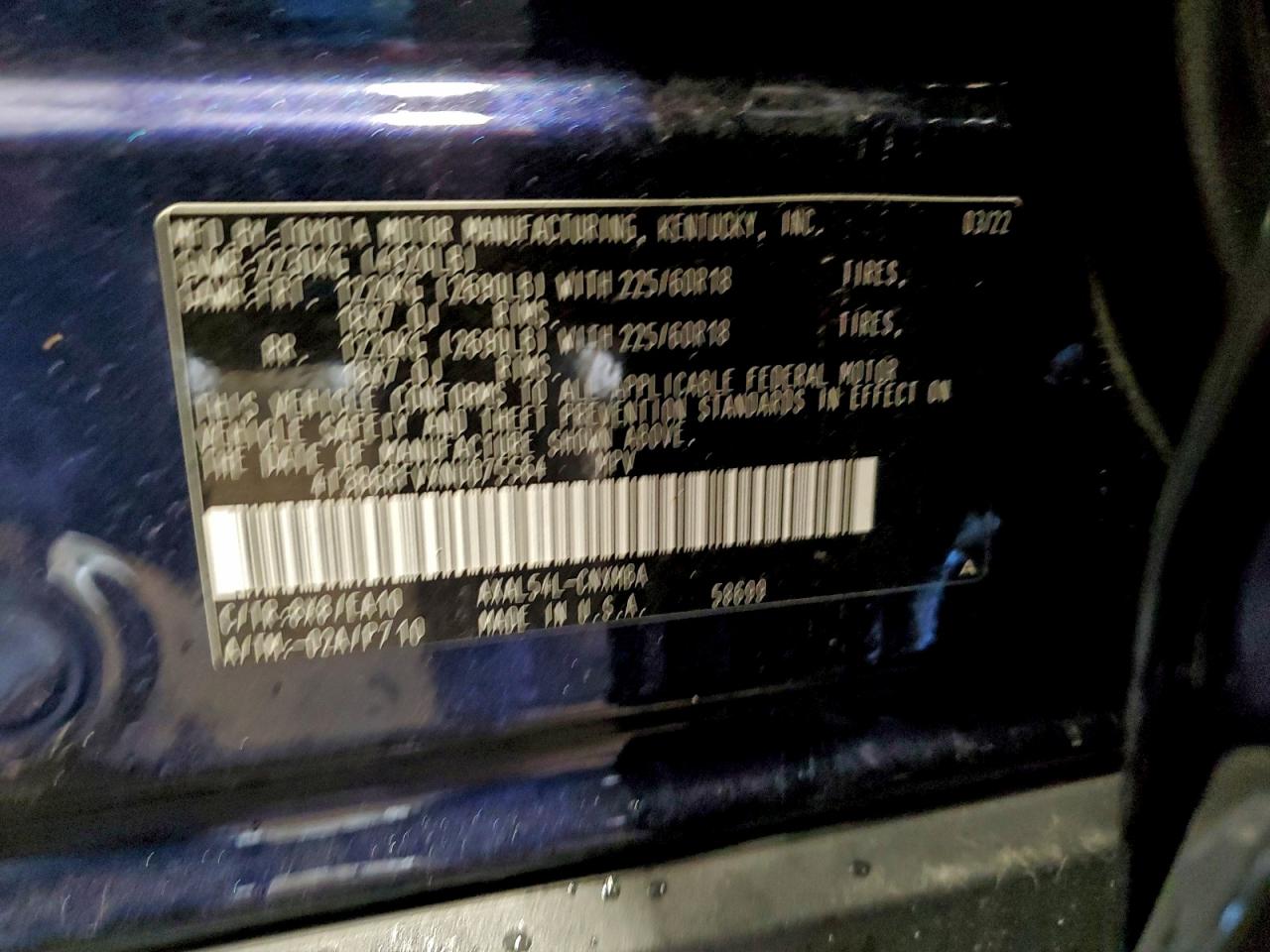 2022 Toyota Rav4 Xle Premium VIN: 4T3B6RFVXNU075564 Lot: 96450475