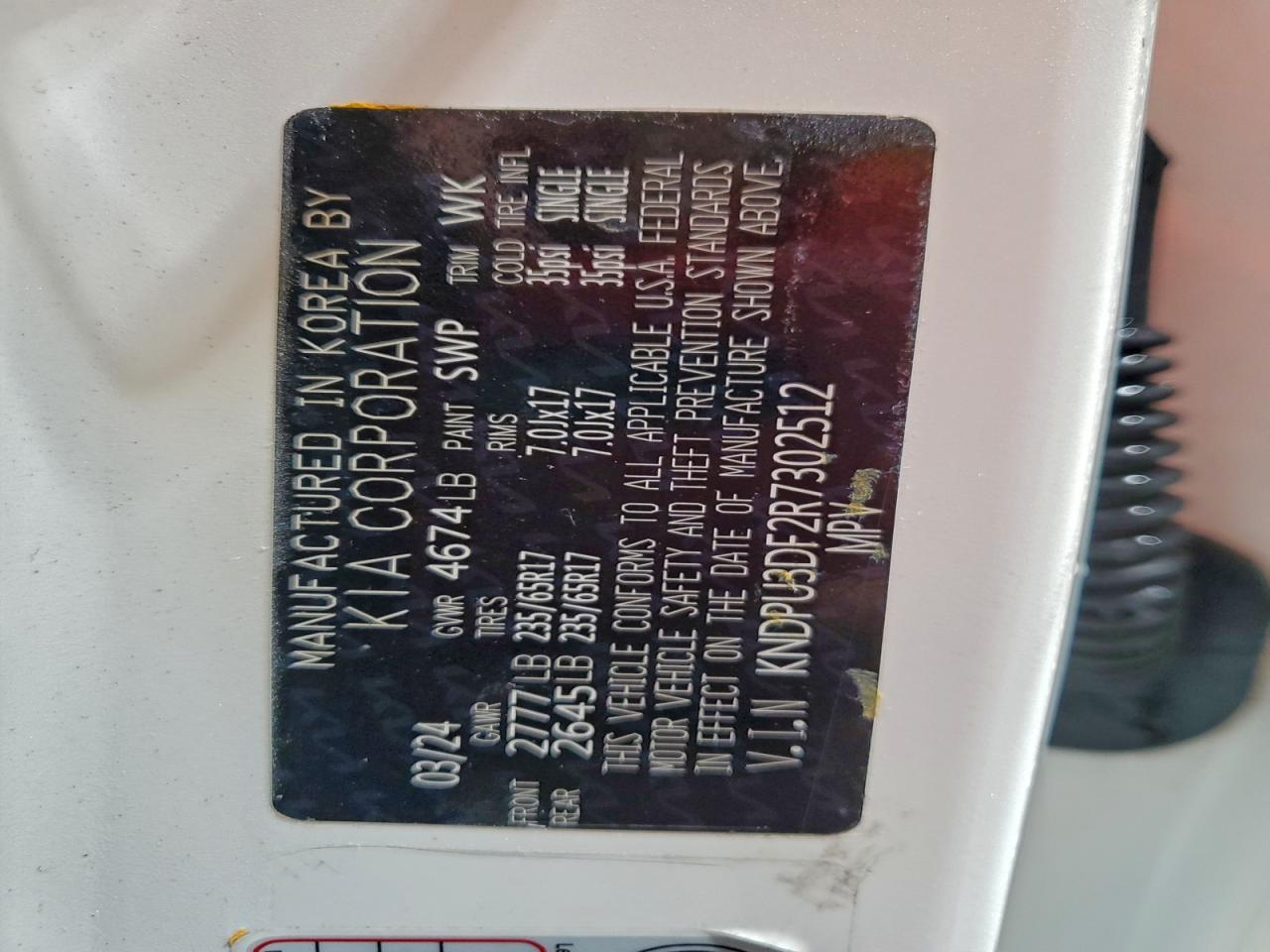 2024 Kia Sportage Lx VIN: KNDPU3DF2R7302512 Lot: 96076095