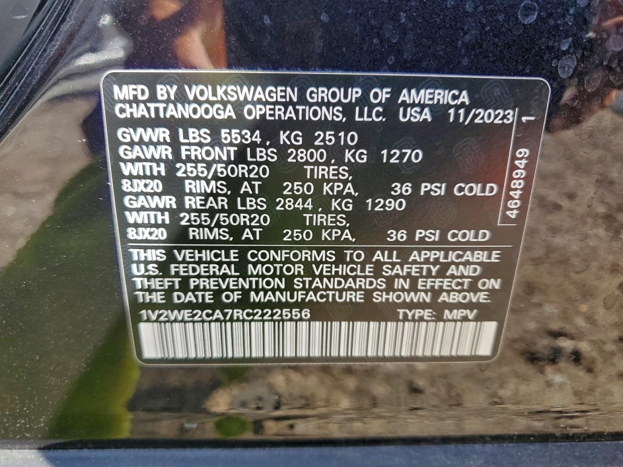 2024 Volkswagen Atlas Cross Sport Se VIN: 1V2WE2CA7RC222556 Lot: 96120105