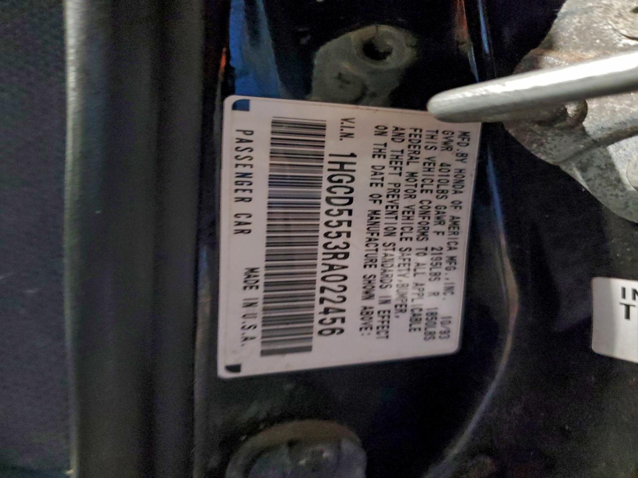 1994 Honda Accord Ex VIN: 1HGCD5553RA022456 Lot: 97411495