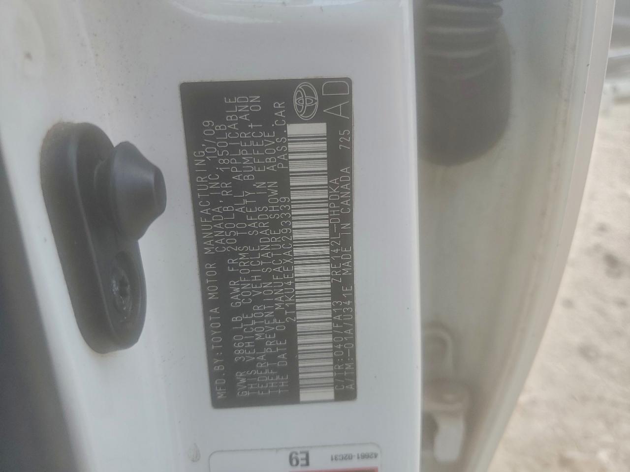 2010 Toyota Corolla Matrix VIN: 2T1KU4EEXAC293339 Lot: 95002675