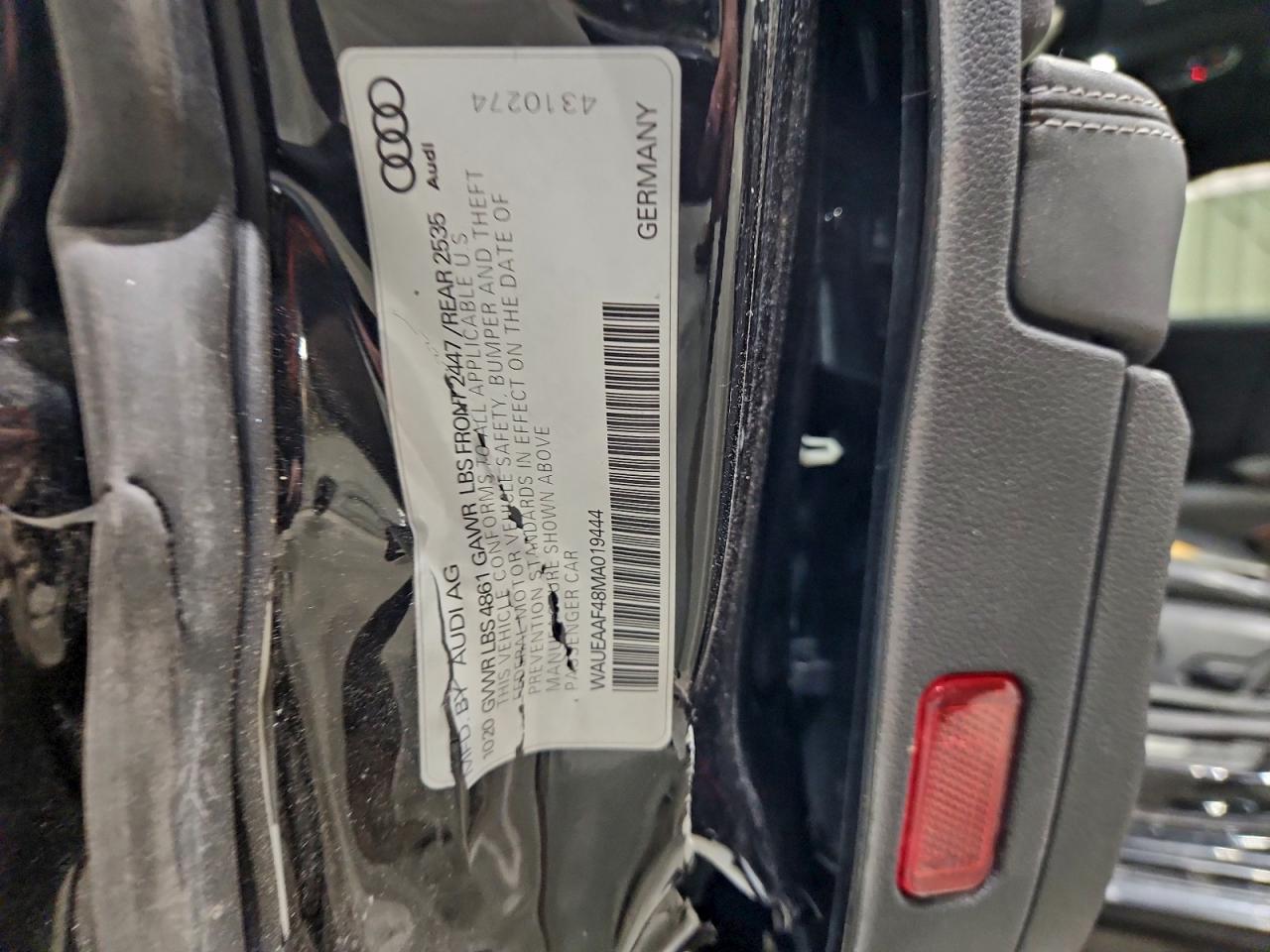 2021 Audi A4 Premium Plus 45 VIN: WAUEAAF48MA019444 Lot: 95724395