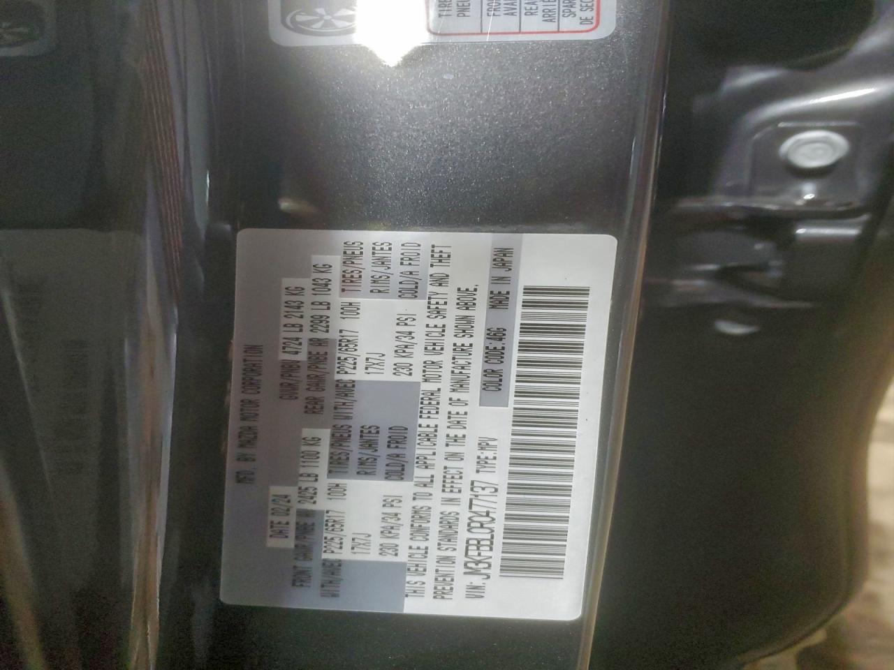 2024 Mazda Cx-5 Select VIN: JM3KFBBL0R0477137 Lot: 94471875