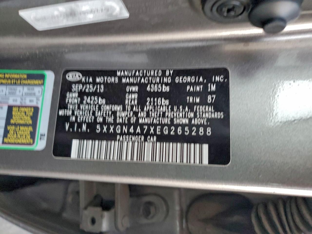 2014 Kia Optima Ex VIN: 5XXGN4A7XEG265288 Lot: 95541065