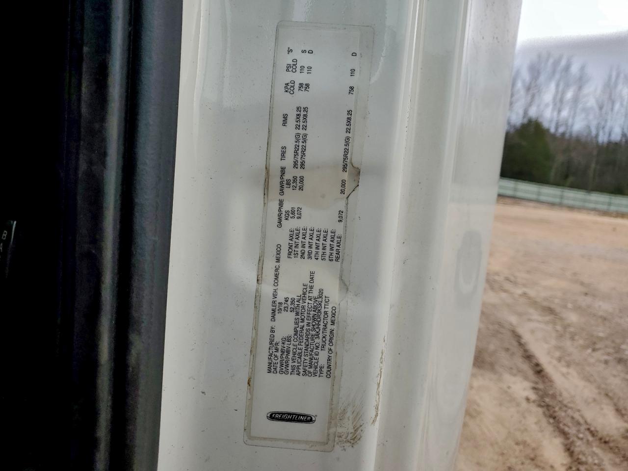 2019 Freightliner Cascadia 126 VIN: 3AKJHHDR3KSKL3020 Lot: 93462695