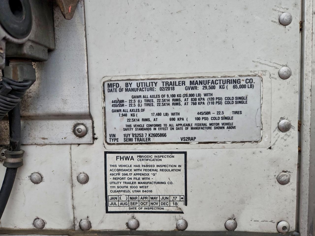 2019 Utility Trailer Utility Tr VIN: 1UYVS2537K2605866 Lot: 94765365