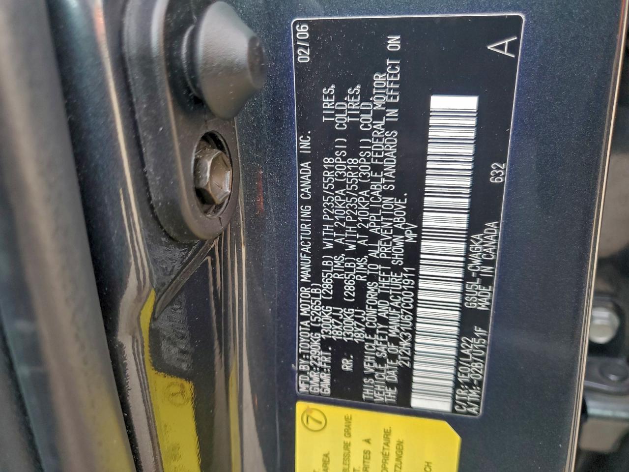 2007 Lexus Rx 350 VIN: 2T2HK31U67C001911 Lot: 95305255