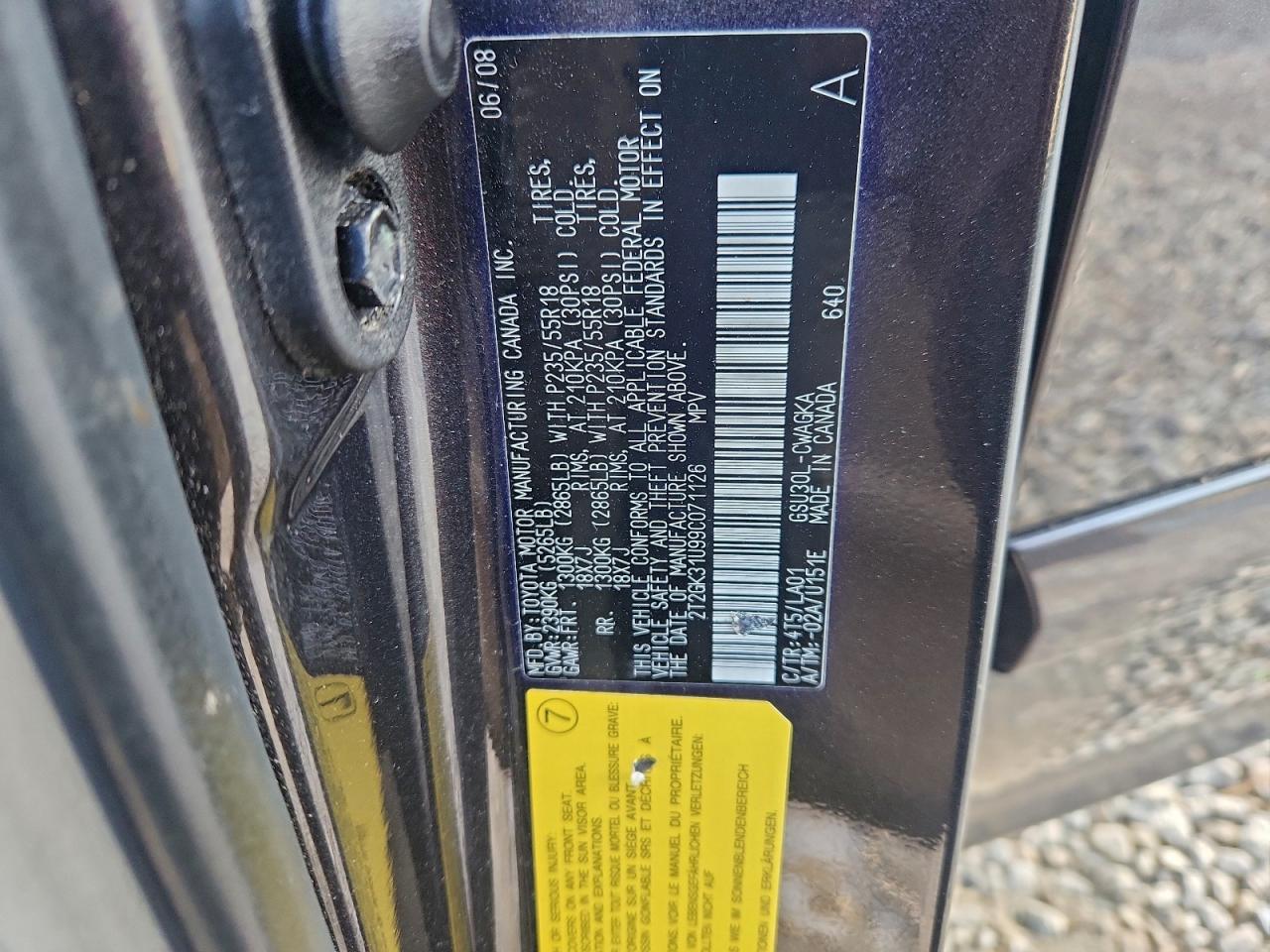 2009 Lexus Rx 350 VIN: 2T2GK31U99C071126 Lot: 95549645