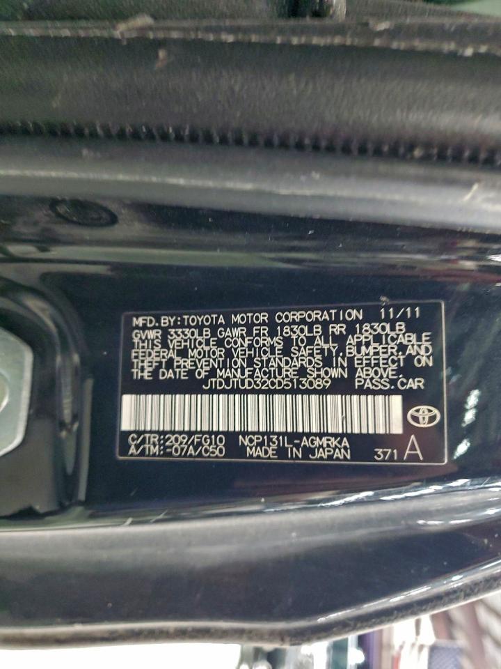 2012 Toyota Yaris VIN: JTDJTUD32CD513089 Lot: 95455905