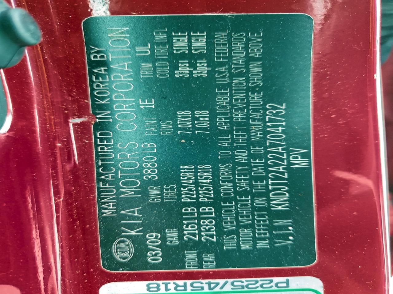 2010 Kia Soul + VIN: KNDJT2A22A7041732 Lot: 96120445