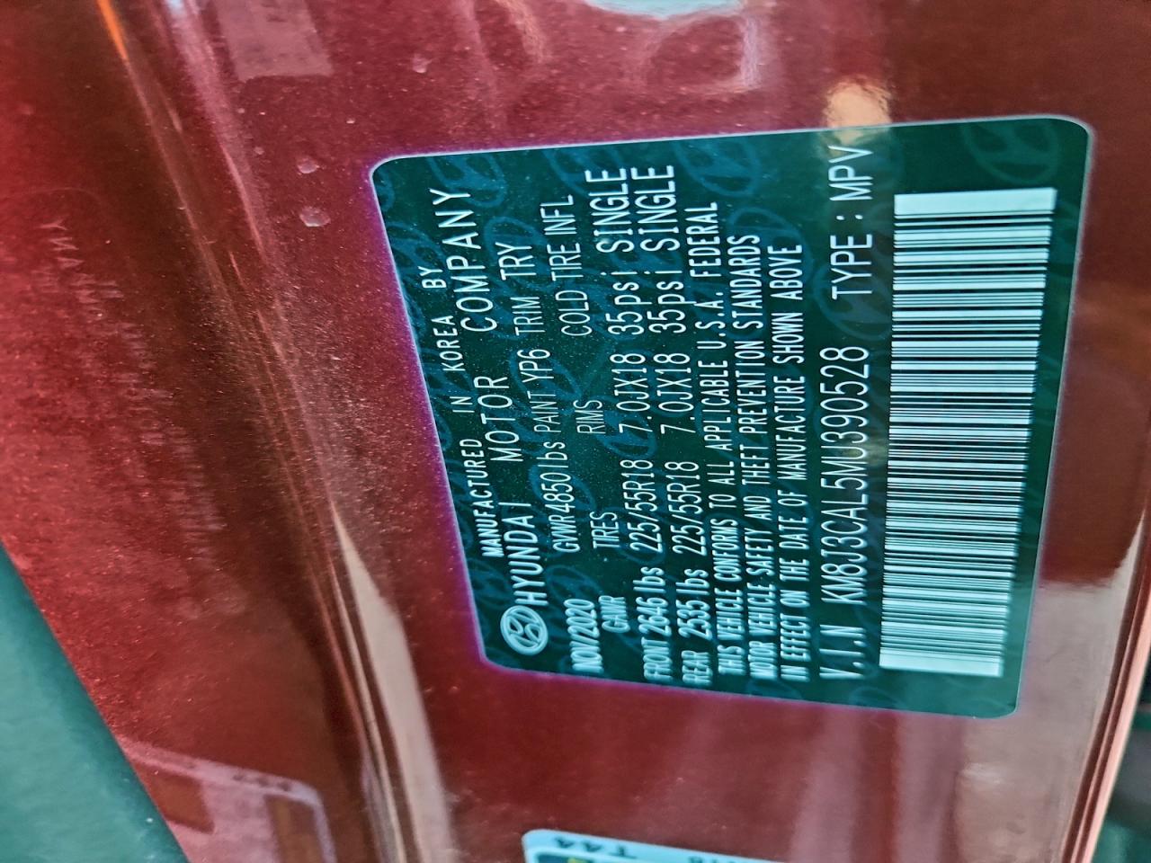 2021 Hyundai Tucson Limited VIN: KM8J3CAL5MU390528 Lot: 95210965