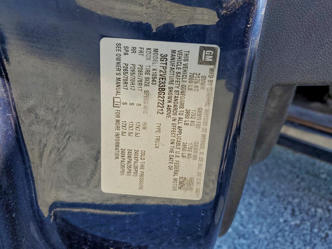 2011 GMC Sierra K1500 Sle VIN: 3GTP2VE33BG272212 Lot: 96897925