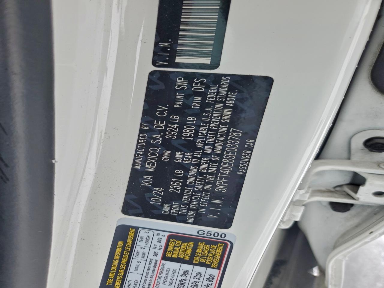 2025 Kia K4 Lx VIN: 3KPFT4DE8SE033787 Lot: 94134895