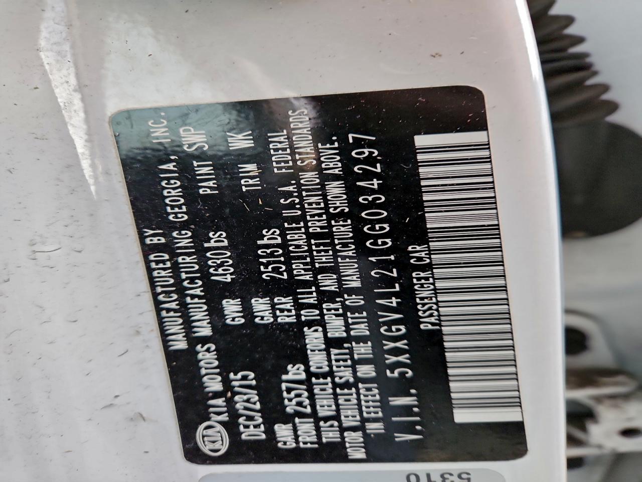 2016 Kia Optima Sxl VIN: 5XXGV4L21GG034297 Lot: 94634465