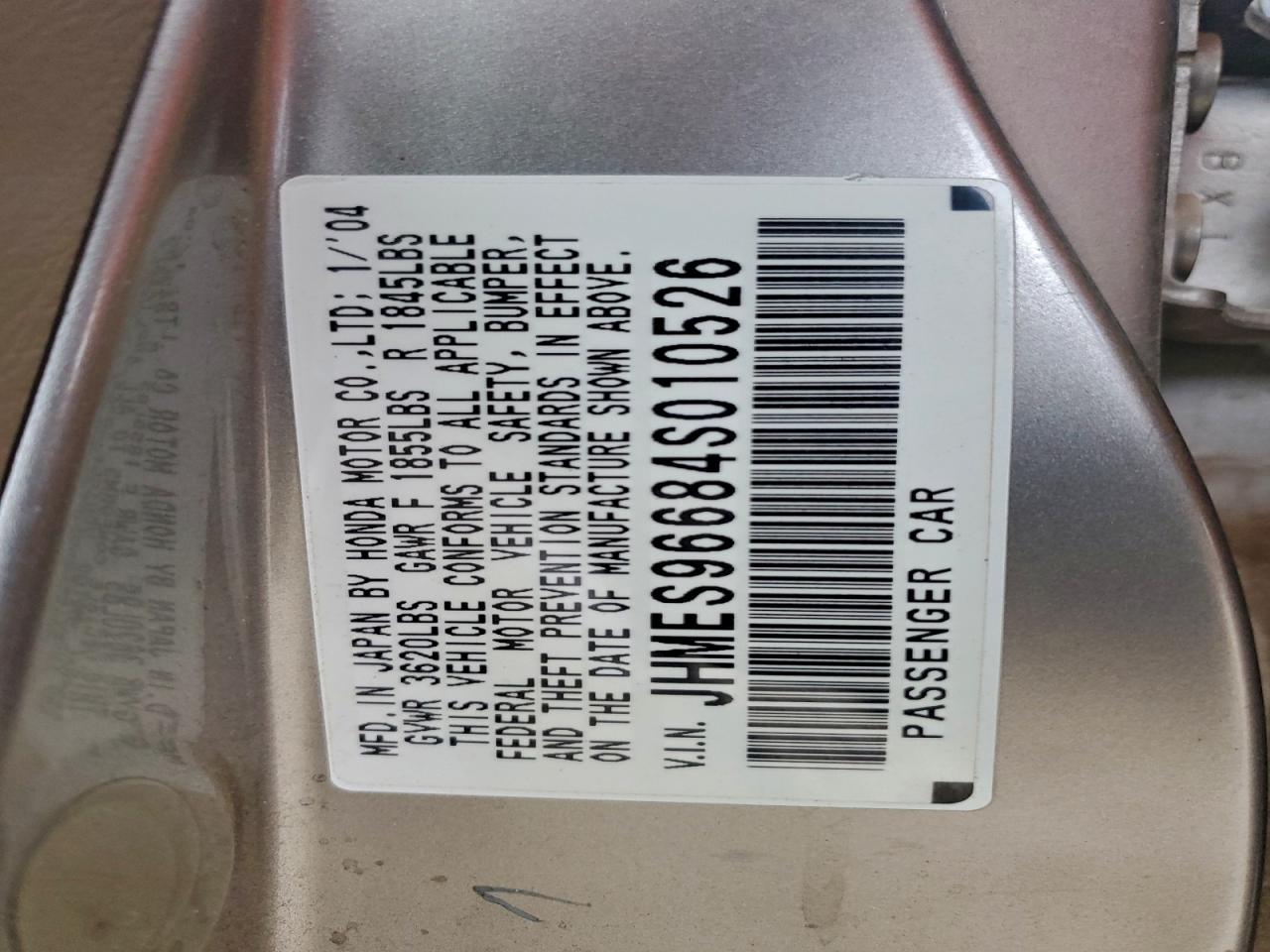 2004 Honda Civic Hybrid VIN: JHMES96684S010526 Lot: 94476615