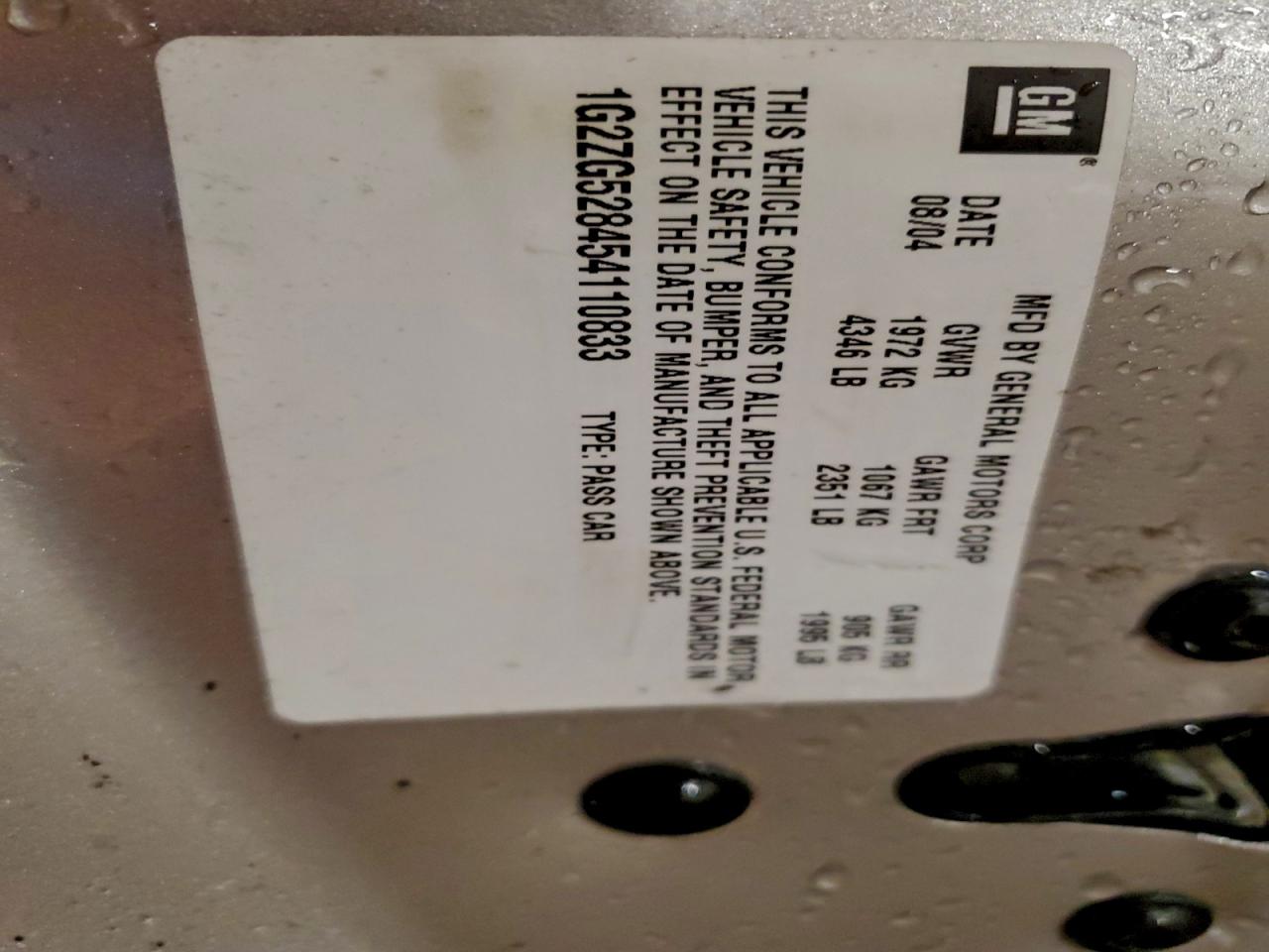 2005 Pontiac G6 VIN: 1G2ZG528454110833 Lot: 95204225