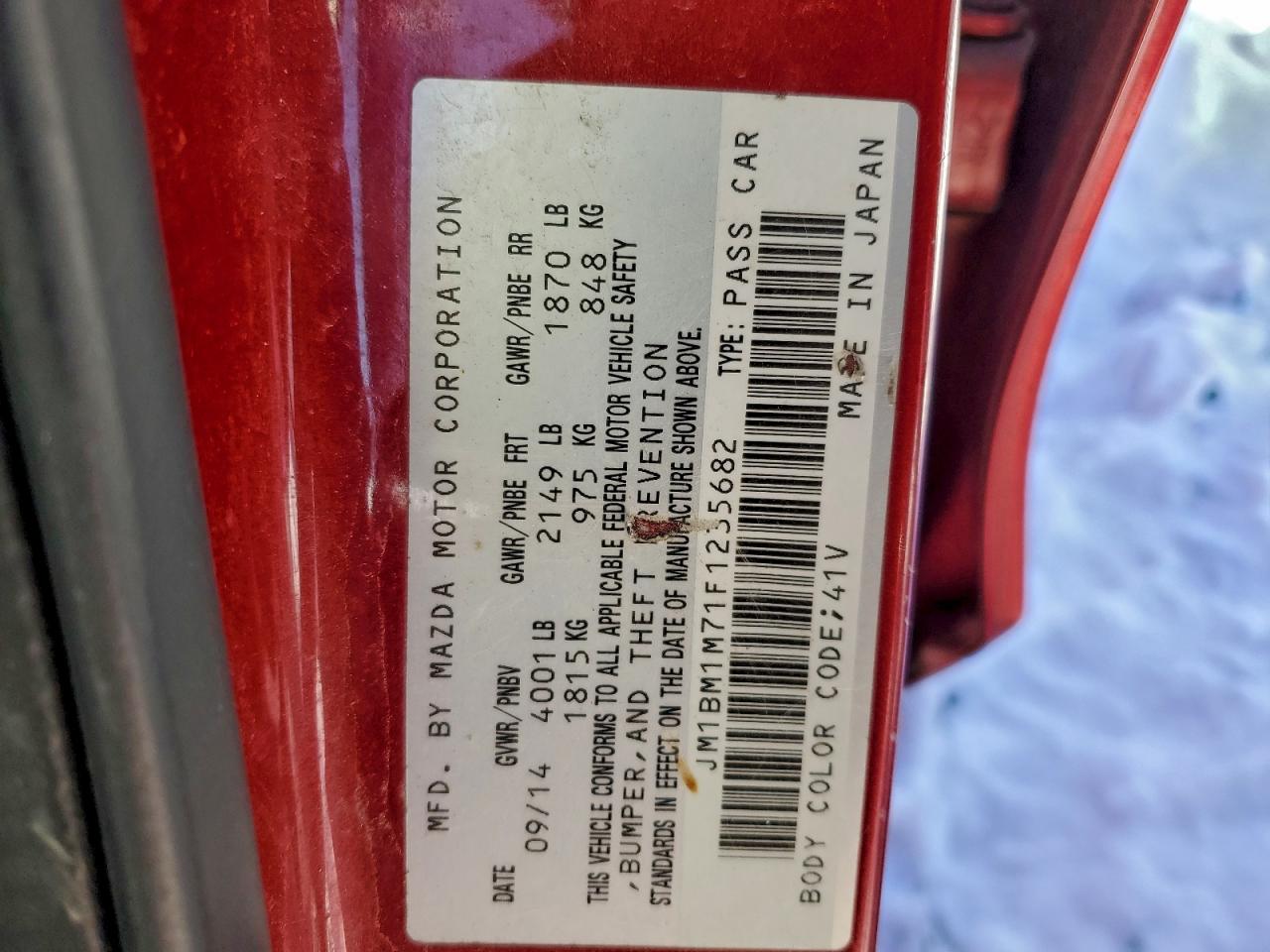 2015 Mazda 3 Grand Touring VIN: JM1BM1M71F1235682 Lot: 94079585