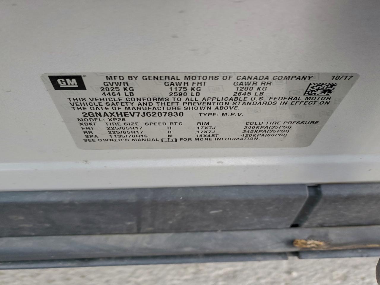 2018 Chevrolet Equinox Ls VIN: 2GNAXHEV7J6207830 Lot: 95476095