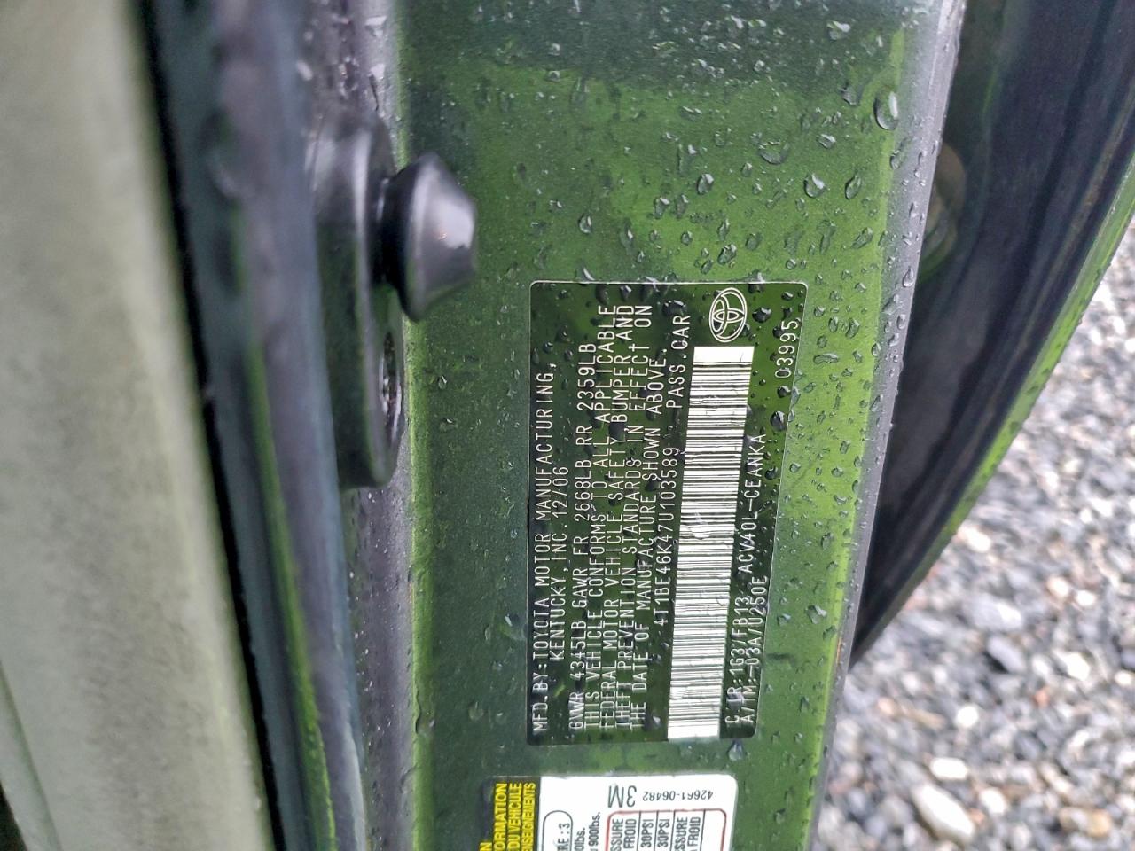 2007 Toyota Camry Ce VIN: 4T1BE46K47U103589 Lot: 91916915