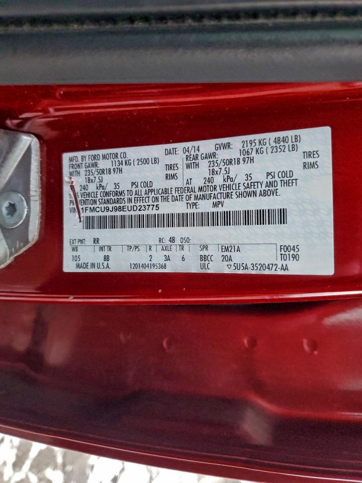 2014 Ford Escape Titanium VIN: 1FMCU9J98EUD23775 Lot: 96487995